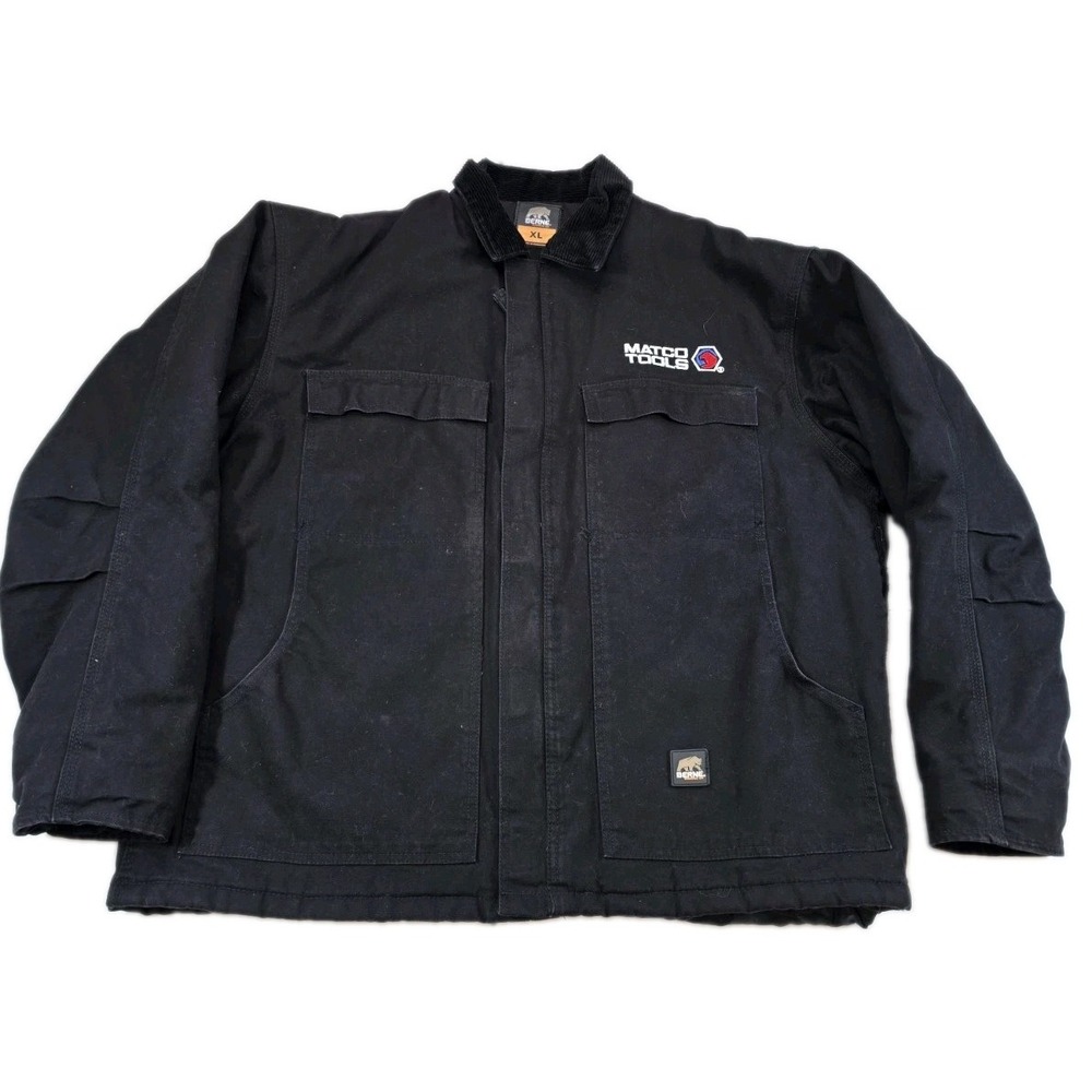 Matco Tools Berne Detroit Jacket Men's XL Black Quilted Lined Canvas Chore Coat